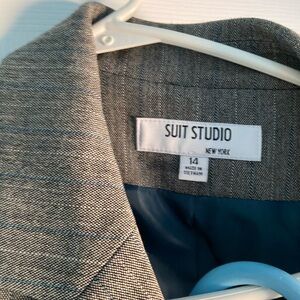 Pant suit gray with blue pinstripe